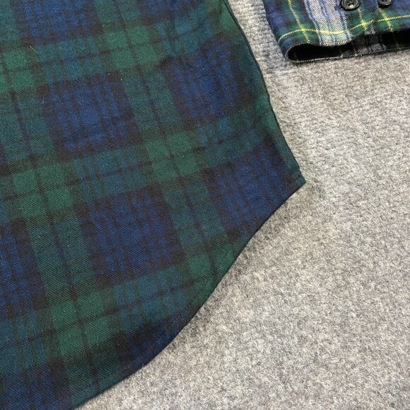L.L. Bean Scotch Plaid Colorblock Flannel Shirt Adult XL Blue Green Blackwatch - Picture 5 of 16